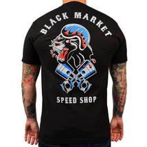 Men&#39;s Speed Shop Motorcycle Biker Tattoo Art Black Market Panther Tee T-... - £20.79 GBP