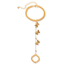 IPARAM Women&#39;s Butterfly Bracelet Vintage Simple Chain Butterfly Charm Finger Br - £10.39 GBP