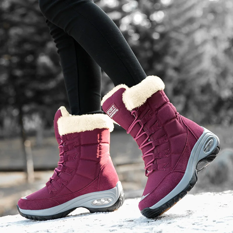 New Winter Women High Quality Warm Snow Middle Boots Lace-up Thicken Comfortable - £50.28 GBP