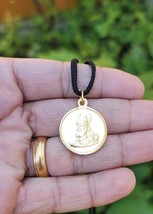 Guru Gobind Singh Ji Ek Onkar Gold Tone Sikh Pendant Black thread necklace LL3 - £5.30 GBP