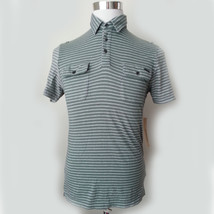 DKNY Men Size S Short Sleeve Casual Cotton Shirt Stripes Polo Collar  - £23.36 GBP