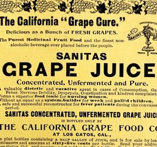 Sanitas California Grape Juice 1894 Advertisement Victorian Beverage Cur... - $19.99