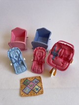 Lot FISHER PRICE Loving Family Dollhouse Crib Double Stroller Car Seat Carrier - £7.42 GBP