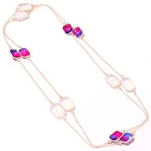 Multi Tourmaline Faceted Milky Opal Gemstone Necklace Jewelry 36&quot; SA 5483 - £3.97 GBP