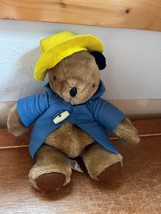 Eden Toys Brown Plush Paddington Bear in Blue Felt Raincoat &amp; Yellow Hat... - £7.55 GBP