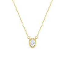 14k Yellow Gold 0.12Ct TDW Lab Created Oval Diamond Solitaire Pendant Necklace - £275.21 GBP