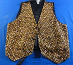 ANA MORI BROWN SEW BEADED AUTHENTIC TUXEDO SUIT CLASSY DRESS VEST 42X22 - $27.08
