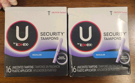 2 16 Count Regular U By Kotex Security Tampons Unscented 32 Total Damaged Boxes - £37.40 GBP