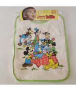 Vintage 1972 Baby Bib Plastic &amp; Terry Disney Mickey Minnie &amp; Friends Glenco - $19.65