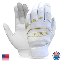 Axe Pro-Fit Batting Gloves White/Gold Cabretta Leather Adult M - $32.71