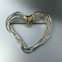 Large Premier Designs Signed Silvertone Wavy Rope w Goldtone Center Valentine’s  - £13.31 GBP