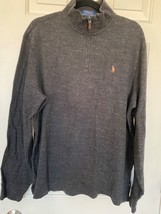 Polo Ralph Lauren NWT Pullover Sweater Men&#39;s Large Black Heather Quarter... - $55.00