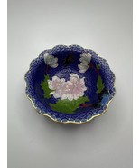 Vintage Chinese Cloisonné Blue Flower Bowl 5” Excellent Condition NB1 - $29.70