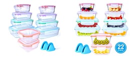 Glass Food Storage Airtight &amp; Leakproof Containers Set - Snap Lock Lids 20 Piece - £60.74 GBP