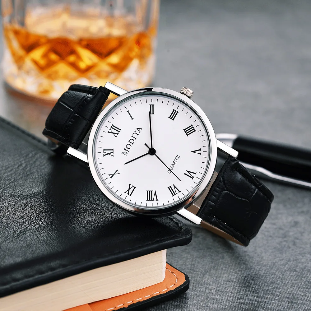  wrist watch luxury leather strap analog watches ultra thin quartz wristwatch clock men thumb200