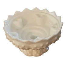 Fenton Candle Bowl 5 Candle Candleholder Hobnail Milk Glass Sawtooth 6.5&quot; x 3.5&quot; - £36.94 GBP