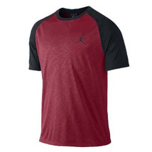 Jordan Mens Aj Vii Short Sleeves T-Shirt Size Medium Color Red Black - £41.87 GBP
