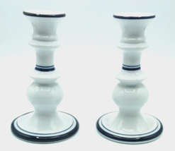 Dansk Bistro Christianshavn Blue Candlestick Holders Set of 2 Portugal - £15.81 GBP