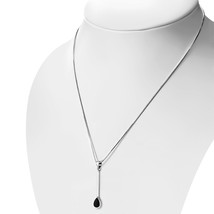 Solid Silver .925 Onyx Celtic Tear Drop Pendant Necklace Hallmarked Earth Mined - £20.63 GBP