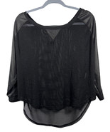 Gottex Womens Net Mesh Black Long Sleeve Boat Neck Sweatshirt See Throug... - $27.13 CAD