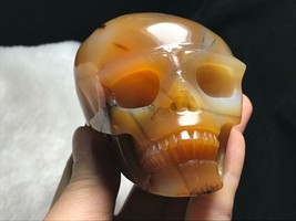 Natural Agate Carved Skull Realistic Healing Crystal Healing L012514-L - £67.25 GBP