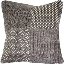 Hygge Gray Check Knit Pillow, with Polyfill Insert - £40.14 GBP
