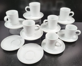 (16) Pc Crate &amp; Barrel Kahla Espresso Cups Saucers White Cappuccino Germany Lot - £106.61 GBP
