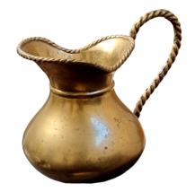 Vtg Solid Brass Pitcher w Rope Handle and Trim - $11.83