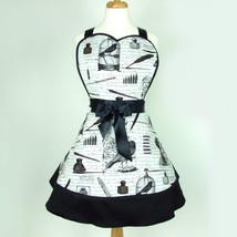 Edgar Allen Poe Inspired Two Skirt Apron / Black and white - £37.50 GBP