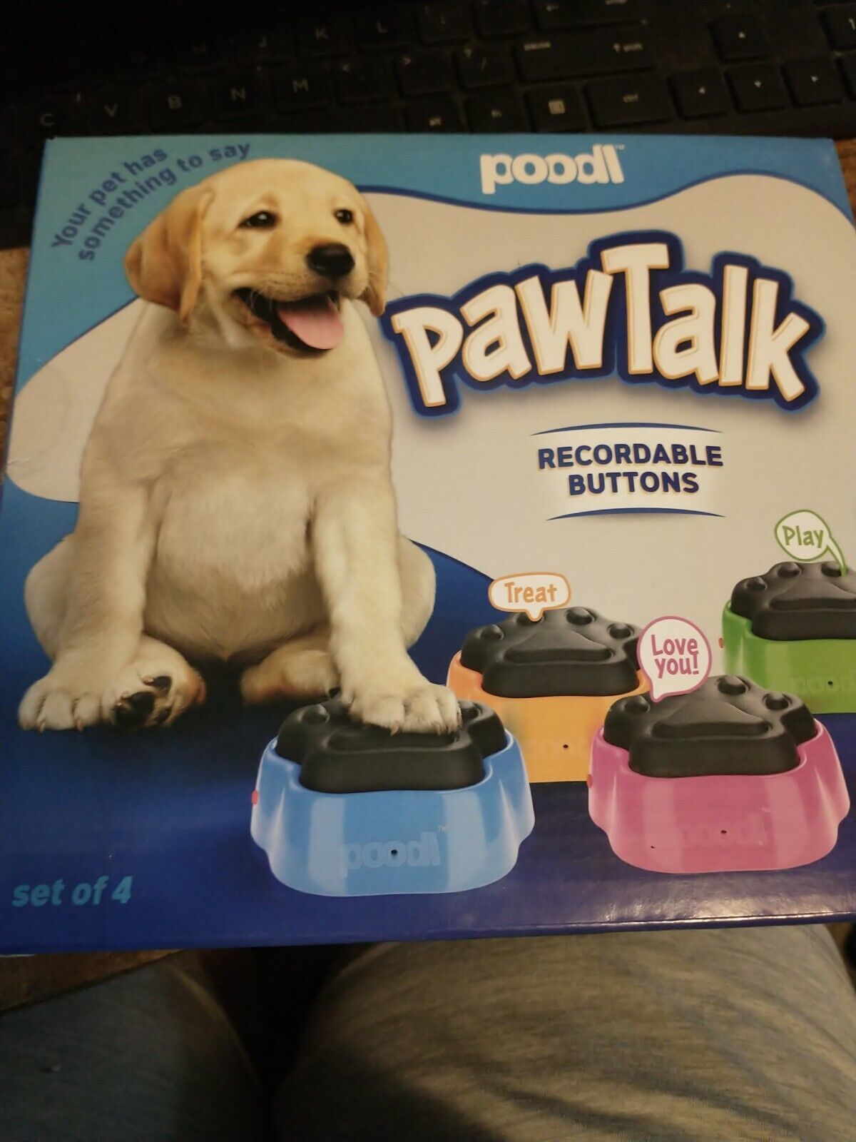 Primary image for Poodl Paw Talk Set of 4 Recordable Buttons  unleash your dog's inner voice NIB