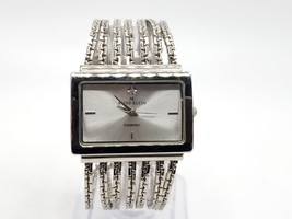Anne Klein Diamond Watch Women New Battery Silver Tone 29mm Rectangle - £24.03 GBP