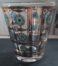 Vintage Rare Culver Gold &amp; Aqua Whiskey Glass Barware Collectible Decora... - $24.99