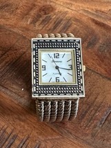 Geneva Vintage Women's Platinum Cuff Bracelet Watch Quartz Gold Tone Japan Mvmt - $11.88