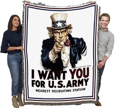 US Army - World War 1 Vintage Uncle Sam Recruiting Poster Blanket - Gift, 72x54 - £61.34 GBP