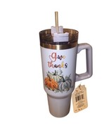 Give Thanks Fall Autumn Thanksgiving 30 Oz. Travel Tumbler With Straw Ne... - $472.48 MXN