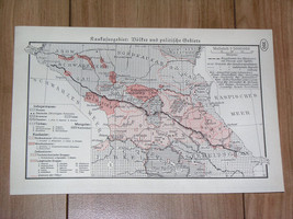 1938 Vintage Ethnic Linguistic Map Caucasus Armenia Azerbaijan Georgia Dagestan - £23.12 GBP