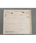 1923 antique DRUGGIST PRESCRIPTION hazleton pa DR. JAS A. CUOZZO - £22.51 GBP