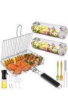 11pcs Rolling Grill Baskets For Outdoor Grill &amp; Barbeque Grilling Grill ... - £32.25 GBP