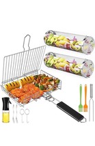 11pcs Rolling Grill Baskets For Outdoor Grill &amp; Barbeque Grilling Grill ... - £32.15 GBP