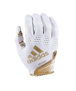 adidas Adizero 12 Youth Receiver Football Gloves, White Metallic Gold, S... - $19.79
