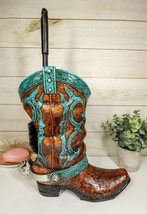 Ebros Western Turquoise Cowboy Boot with Spur Toilet Bowl Brush and Base Holder - $49.99