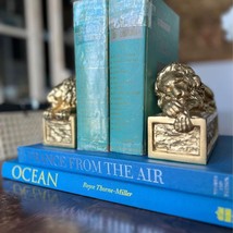 Vintage Mid Century Sleeping Lion Gold Bookends English Regency Library ... - £56.06 GBP