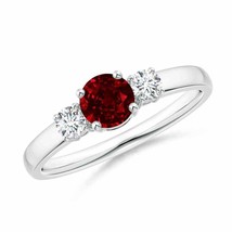 ANGARA Classic Ruby and Diamond Three Stone Engagement Ring in 14K Gold - £2,374.29 GBP