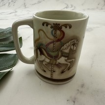 Otagiri Vintage Carousel Horse Coffee Mug Cream Pastel Cute Animals Small - $350.28 MXN