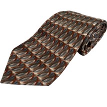 Stafford Mens Tie 100% Silk Italy Brown Gray Retro New - £14.99 GBP