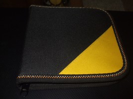 Black &amp; Yellow Canvas Zippered CD Case - Holds 20 CDs - £11.63 GBP