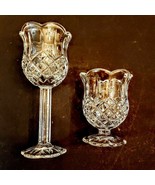 Home Interiors Glass Votive Candle Holder LOT 7&quot; &amp; 4&quot; Diamond Pattern Ho... - £15.52 GBP