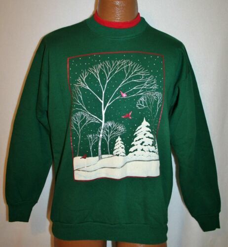Primary image for Vintage SNOW LANDSCAPE Ugly Christmas Sweater Style 50/50 SWEATSHIRT M 