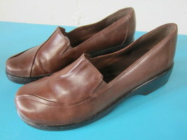 Clarks Reddish Brown Leather Comfort Walking Loafers Swirl Stitched Vamp 9.5 M - £29.56 GBP