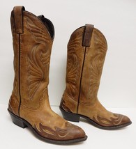 VTG Laredo Boots Western Cowboy Oiled Leather Distress Look USA Brown Wo... - $78.95